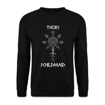 Thor Schildmaid Wikinger Runen Geschenk - Unisex Pullover - Schwarz - Vorne - Alina (178cm) & Michal (187cm)