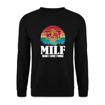 Pilzsammler Retro Pilze Vintage Pilz Pilzsucher - Unisex Pullover - Schwarz - Vorne - Alina (178cm) & Michal (187cm)