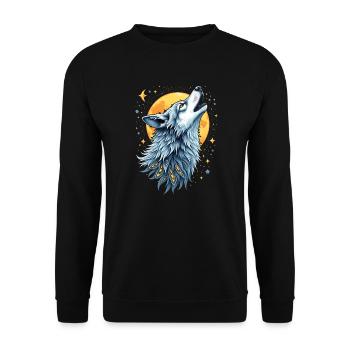 Heart Line Wolf - Moon Art - Unisex Sweatshirt - black - Front - Alina (178cm) & Michal (187cm)