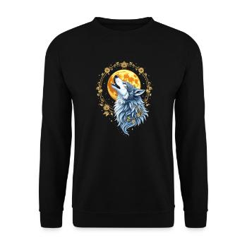 Heart Line Wolf - Moon Art - Unisex Sweatshirt - black - Front - Alina (178cm) & Michal (187cm)
