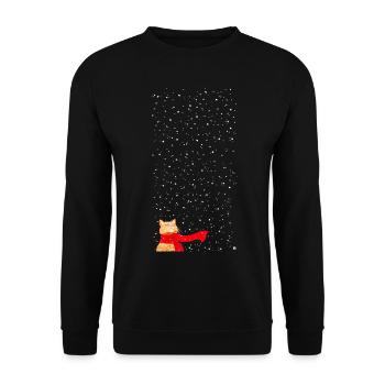 Schneekatze getigert (lang) - Unisex Pullover - Schwarz - Vorne - Alina (178cm) & Michal (187cm)