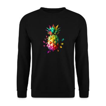 Ananas Obst im abstrakten farbigen Kunst Design - Unisex Pullover - Schwarz - Vorne - Alina (178cm) & Michal (187cm)