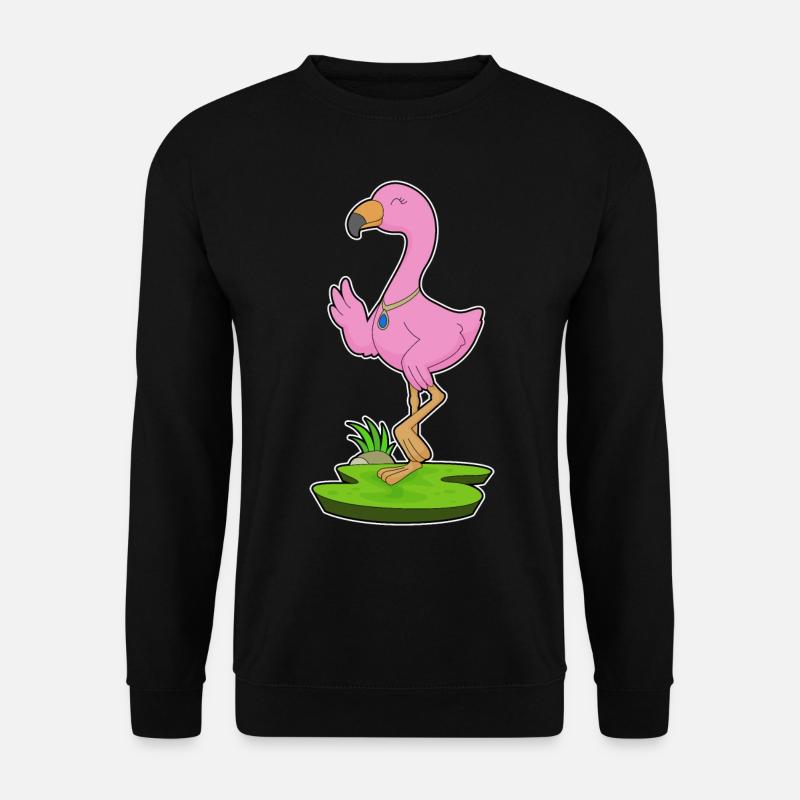 Flamingo Necklace - Unisex Sweatshirt - black