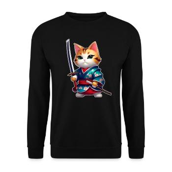 Cute samurai cat - Unisex Sweatshirt - black - Front - Alina (178cm) & Michal (187cm)
