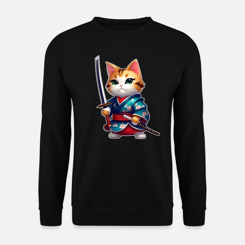 Cute samurai cat - Unisex Sweatshirt - black