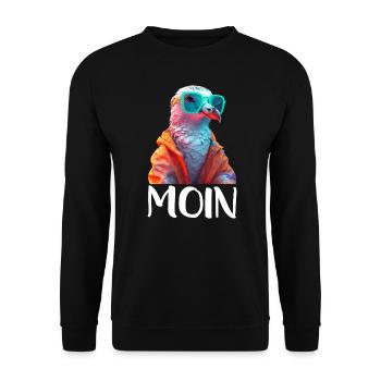 Möwe mit Sonnenbrille Moin Coole Möwen Seevogel - Unisex Pullover - Schwarz - Vorne - Alina (178cm) & Michal (187cm)