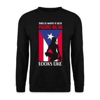 Puerto Rico Geschenkidee | Puerto Ricaner Heimat - Unisex Pullover - Schwarz - Vorne - Alina (178cm) & Michal (187cm)