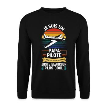 T-shirt de la fête des pères - Papa Pilote Cool - Sweat-shirt Unisexe - noir - Devant - Alina (178cm) & Michal (187cm)