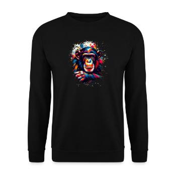 Colorful chimpanzee artwork chimpanzees - Unisex Sweatshirt - black - Front - Alina (178cm) & Michal (187cm)