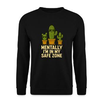 Dicton de cactus – Mentalement, je suis dans ma zone de sécurité - Sweat-shirt Unisexe - noir - Devant - Alina (178cm) & Michal (187cm)