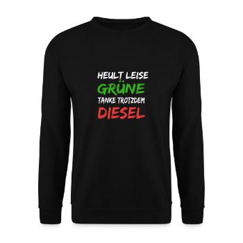 Anti Grünen Shirt FCK GRN Lustiges Geschenk - Unisex Pullover - Schwarz - Vorne - Alina (178cm) & Michal (187cm)