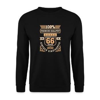 66. Geburtstag 1954 Geschenk Geschenkidee - Unisex Pullover - Schwarz - Vorne - Alina (178cm) & Michal (187cm)