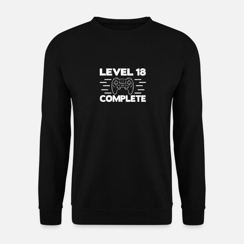 Level 18, gift 18th birthday gaming gift - Unisex Sweatshirt - black