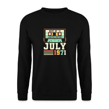 50. Geburtstag Geschenk Juli 1971 50 Jahre - Unisex Pullover - Schwarz - Vorne - Alina (178cm) & Michal (187cm)