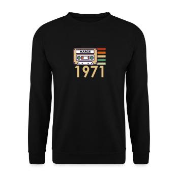 Cadeau de 51e anniversaire mars 1971 - Sweat-shirt Unisexe - noir - Devant - Alina (178cm) & Michal (187cm)