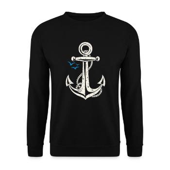 Anchors & Seagulls | Maritime | Ship - Unisex Sweatshirt - black - Front - Alina (178cm) & Michal (187cm)