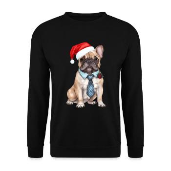 Weihnachten Französische Bulldogge - Unisex Pullover - Schwarz - Vorne - Alina (178cm) & Michal (187cm)