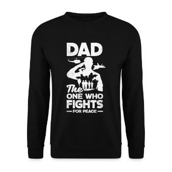 Dad The Ine Who Fights For Peace Father's Day - Unisex Pullover - Schwarz - Vorne - Alina (178cm) & Michal (187cm)