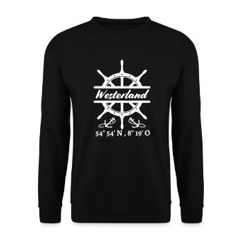 Westerland-Sylt steering wheel, anchors & coordinates - Unisex Sweatshirt - black - Front - Alina (178cm) & Michal (187cm)