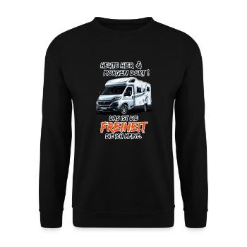 Here today & there tomorrow, that's freedom... - Unisex Sweatshirt - black - Front - Alina (178cm) & Michal (187cm)