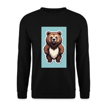 Bear | Brown Bear | Grizzly Bear | Animals | Children's motif - Unisex Sweatshirt - black - Front - Alina (178cm) & Michal (187cm)