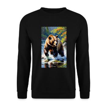 Bear | Brown Bear | Grizzly Bear | Animals - Unisex Sweatshirt - black - Front - Alina (178cm) & Michal (187cm)