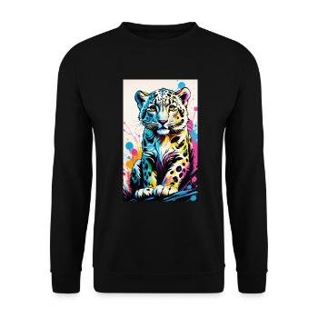 Léopard des neiges | Léopard | Prédateur - Sweat-shirt Unisexe - noir - Devant - Alina (178cm) & Michal (187cm)