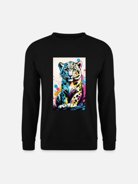 Schneeleopard | Leopard | Raubtier - Unisex Pullover - Schwarz