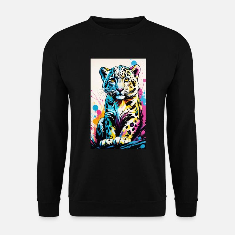 Schneeleopard | Leopard | Raubtier - Unisex Pullover - Schwarz