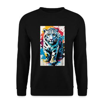 Léopard des neiges | Léopard | Prédateur - Sweat-shirt Unisexe - noir - Devant - Alina (178cm) & Michal (187cm)