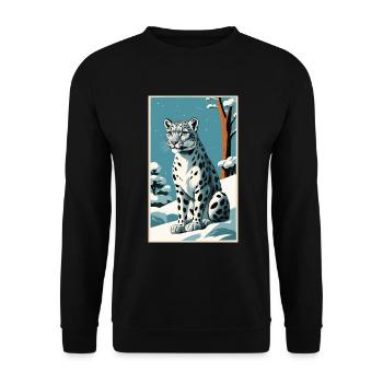 Léopard des neiges | Léopard | Prédateur - Sweat-shirt Unisexe - noir - Devant - Alina (178cm) & Michal (187cm)