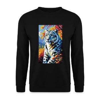 Léopard des neiges | Léopard | Prédateur - Sweat-shirt Unisexe - noir - Devant - Alina (178cm) & Michal (187cm)