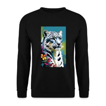 Léopard des neiges | Léopard | Prédateur - Sweat-shirt Unisexe - noir - Devant - Alina (178cm) & Michal (187cm)