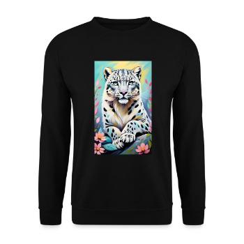 Léopard des neiges | Léopard | Prédateur - Sweat-shirt Unisexe - noir - Devant - Alina (178cm) & Michal (187cm)
