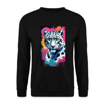 Léopard des neiges | Léopard | Prédateur - Sweat-shirt Unisexe - noir - Devant - Alina (178cm) & Michal (187cm)