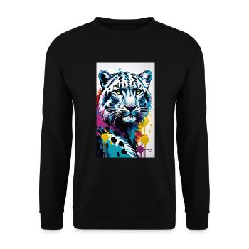 Léopard des neiges | Léopard | Prédateur - Sweat-shirt Unisexe - noir - Devant - Alina (178cm) & Michal (187cm)
