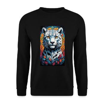 Léopard des neiges | Léopard | Prédateur - Sweat-shirt Unisexe - noir - Devant - Alina (178cm) & Michal (187cm)