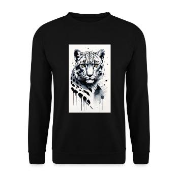 Léopard des neiges | Léopard | Prédateur - Sweat-shirt Unisexe - noir - Devant - Alina (178cm) & Michal (187cm)