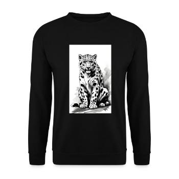 Léopard des neiges | Léopard | Prédateur - Sweat-shirt Unisexe - noir - Devant - Alina (178cm) & Michal (187cm)
