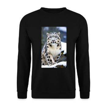 Léopard des neiges | Léopard | Prédateur - Sweat-shirt Unisexe - noir - Devant - Alina (178cm) & Michal (187cm)