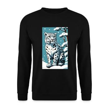 Léopard des neiges | Léopard | Prédateur - Sweat-shirt Unisexe - noir - Devant - Alina (178cm) & Michal (187cm)
