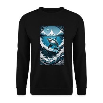Shark | Great White Shark | Sea Creature | Fish - Unisex Sweatshirt - black - Front - Alina (178cm) & Michal (187cm)