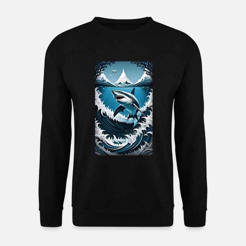 Hai | Weißer Hai | Meerestier | Fisch - Unisex Pullover - Schwarz