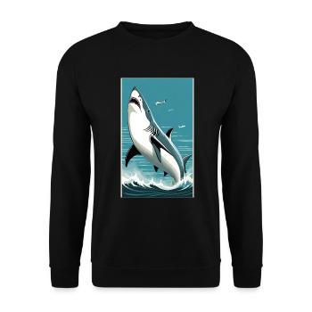 Shark | Great White Shark | Sea Creature | Fish - Unisex Sweatshirt - black - Front - Alina (178cm) & Michal (187cm)