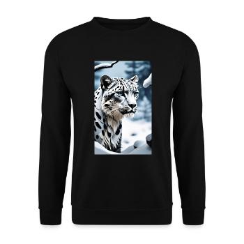 Léopard des neiges | Léopard | Prédateur - Sweat-shirt Unisexe - noir - Devant - Alina (178cm) & Michal (187cm)