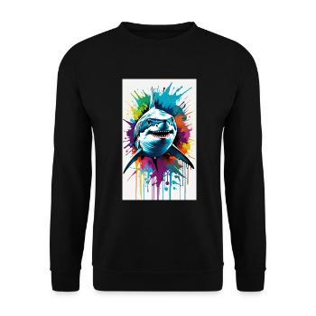 Shark | Great White Shark | Sea Creature | Fish - Unisex Sweatshirt - black - Front - Alina (178cm) & Michal (187cm)