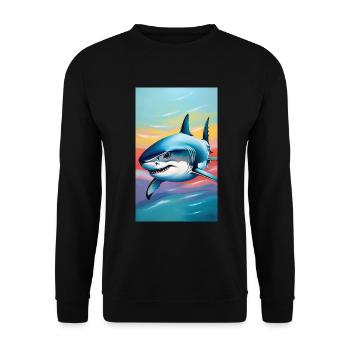 Shark | Great White Shark | Sea Creature | Fish - Unisex Sweatshirt - black - Front - Alina (178cm) & Michal (187cm)