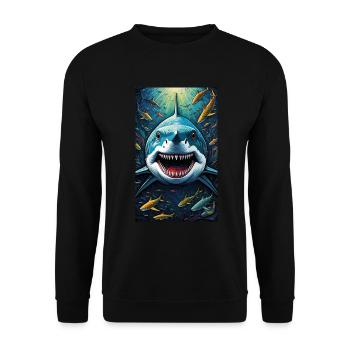 Shark | Great White Shark | Sea Creature | Fish - Unisex Sweatshirt - black - Front - Alina (178cm) & Michal (187cm)
