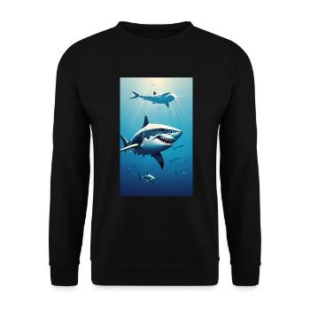 Shark | Great White Shark | Sea Creature | Fish - Unisex Sweatshirt - black - Front - Alina (178cm) & Michal (187cm)