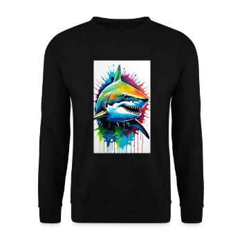 Shark | Great White Shark | Sea Creature | Fish - Unisex Sweatshirt - black - Front - Alina (178cm) & Michal (187cm)